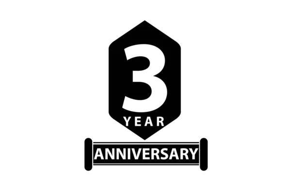 Three Years Anniversary Minimalist Logo Jubilee Greeting Card Invitation — Stockvector