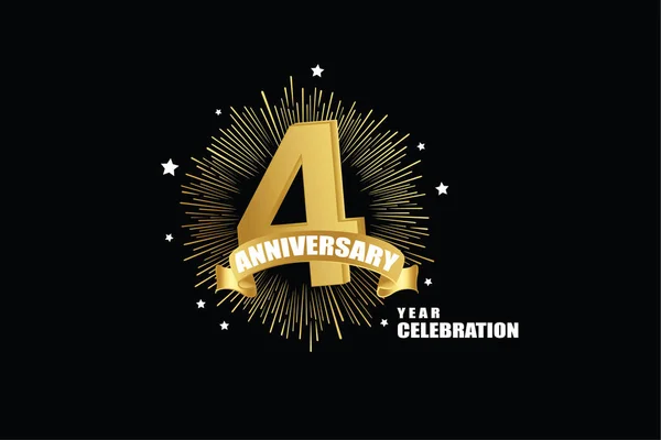 Four Years Anniversary Minimalist Logo Jubilee Greeting Card Invitation — Stockvector