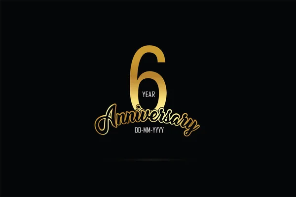 Six Years Anniversary Celebration Logotype Anniversary Logo Golden Spark Light — Stock Vector