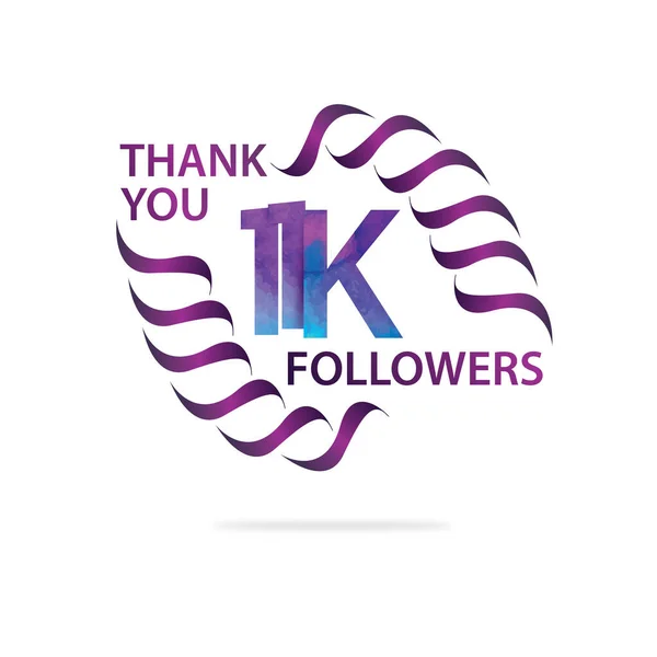 11K 000 Thank You Followers Celebration Logotype Anniversary Logo Vector — Stockový vektor