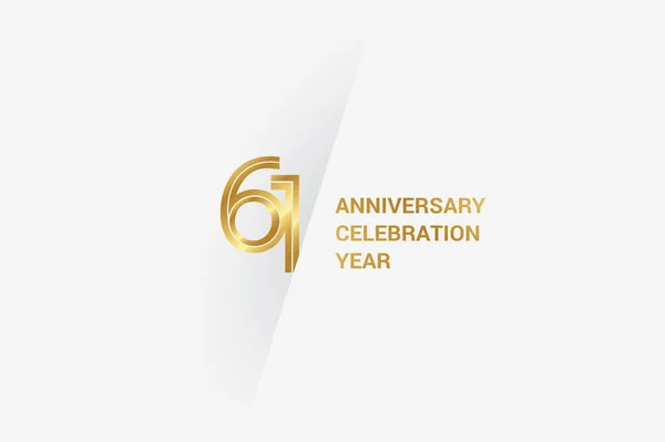 Years Anniversary Minimalist Logo Jubilee Greeting Card Birthday Invitation Golden - Stok Vektor