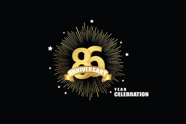 Years Anniversary Minimalist Logo Jubilee Greeting Card Birthday Invitation Golden — Stock vektor