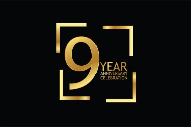 nine years anniversary celebration logotype. anniversary logo  isolated on black background, vector design for celebration, invitation and greeting card