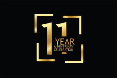 11  years anniversary celebration logotype. anniversary logo  isolated on black background, vector design for celebration, invitation  and greeting card