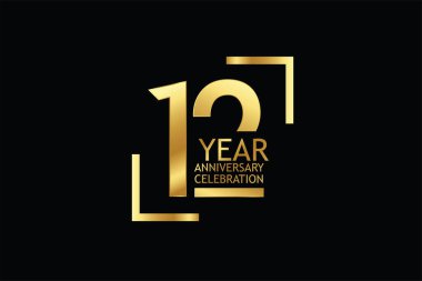 12  years anniversary celebration logotype. anniversary logo  isolated on black background, vector design for celebration, invitation  and greeting card