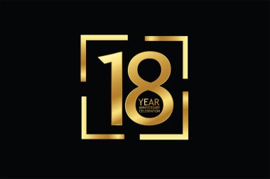 18  years anniversary celebration logotype. anniversary logo  isolated on black background, vector design for celebration, invitation  and greeting card