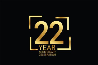 22  years anniversary celebration logotype. anniversary logo  isolated on black background, vector design for celebration, invitation  and greeting card