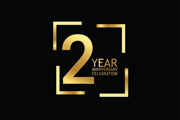 Two Years Anniversary Celebration Logotype Anniversary Logo Isolated Black Background — 스톡 벡터