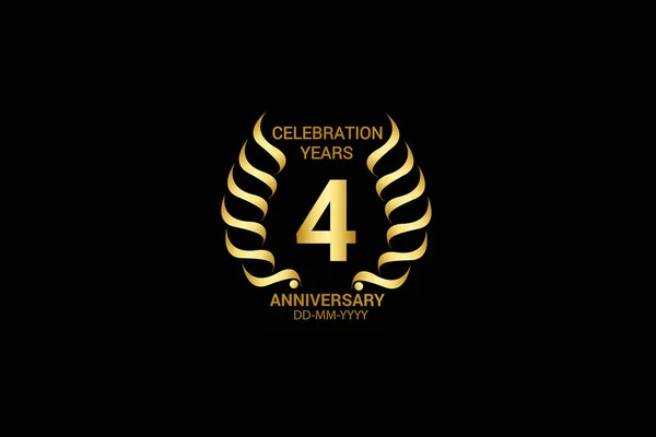 Four Years Anniversary Celebration Logotype Anniversary Logo Isolated Black Background — Stock Vector