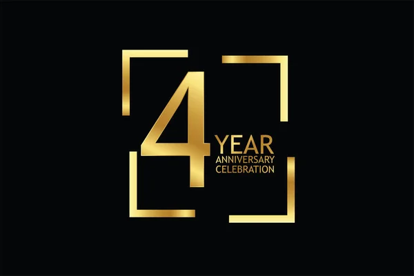 Four Years Anniversary Celebration Logotype Anniversary Logo Isolated Black Background — Stockvektor