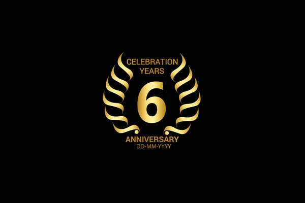 Six Years Anniversary Celebration Logotype Anniversary Logo Isolated Black Background — Stock Vector