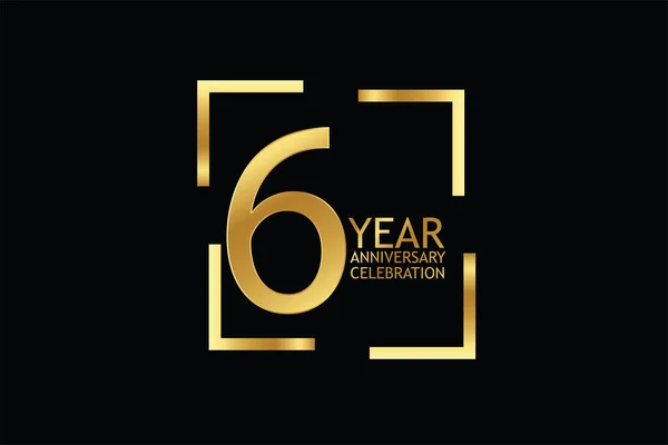 Six Years Anniversary Celebration Logotype Anniversary Logo Isolated Black Background — Stockvector
