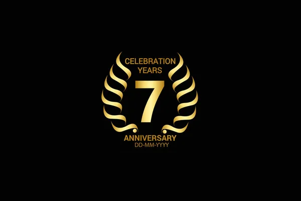 Seven Years Anniversary Celebration Logotype Anniversary Logo Isolated Black Background — Stock Vector