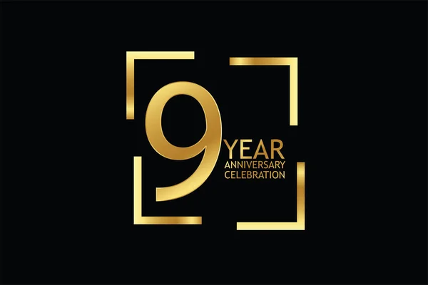 Nine Years Anniversary Celebration Logotype Anniversary Logo Isolated Black Background — Stock vektor
