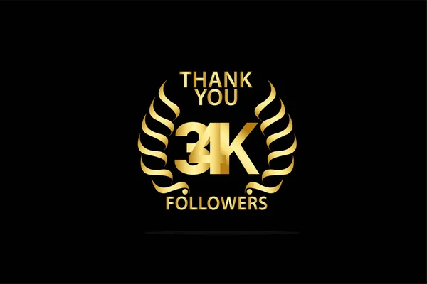34K 000 Followers Thankyou Anniversary Celebration Logotype Anniversary Logo — Stok Vektör