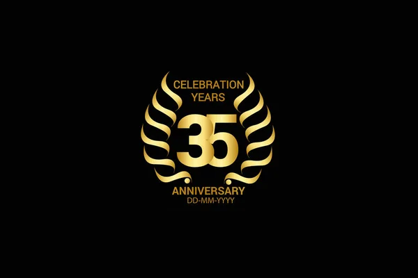 Years Anniversary Celebration Logotype Anniversary Logo Isolated Black Background Vector —  Vetores de Stock