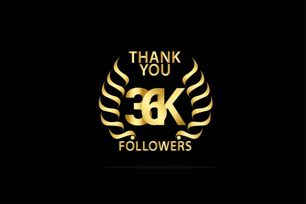 36K 000 Послідовників Thankyou Ювілейний Логотип Святкування Ювілейний Логотип — стоковий вектор