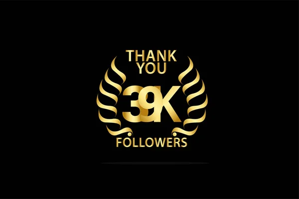 39K 000 Послідовників Thankyou Ювілейний Логотип Святкування Ювілейний Логотип — стоковий вектор