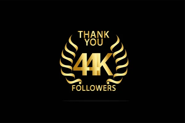 44K 000 Послідовників Thankyou Ювілейний Логотип Святкування Ювілейний Логотип — стоковий вектор