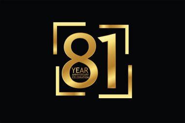 81  years anniversary celebration logotype. anniversary logo  isolated on black background, vector design for celebration, invitation and greeting card  