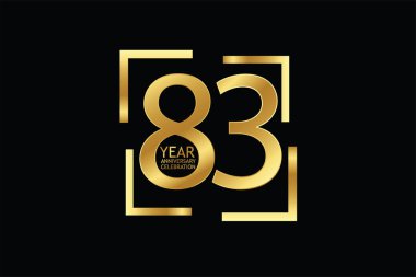 83 years anniversary celebration logotype. anniversary logo  isolated on black background, vector design for celebration, invitation and greeting card  