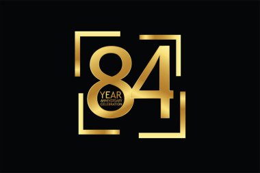 84 years anniversary celebration logotype. anniversary logo  isolated on black background, vector design for celebration, invitation and greeting card  