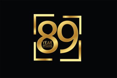 89  years anniversary celebration logotype. anniversary logo  isolated on black background, vector design for celebration, invitation and greeting card  