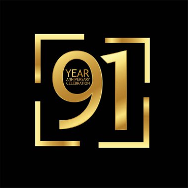 91 years anniversary celebration logotype. anniversary logo  isolated on black background, vector design for celebration, invitation and greeting card  