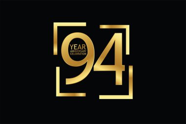 94  years anniversary celebration logotype. anniversary logo  isolated on black background, vector design for celebration, invitation and greeting card  