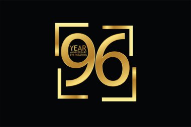  96  years anniversary celebration logotype. anniversary logo  isolated on black background, vector design for celebration, invitation and greeting card  