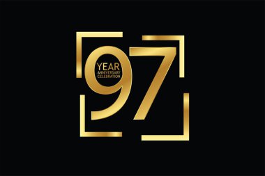 97  years anniversary celebration logotype. anniversary logo  isolated on black background, vector design for celebration, invitation and greeting card  