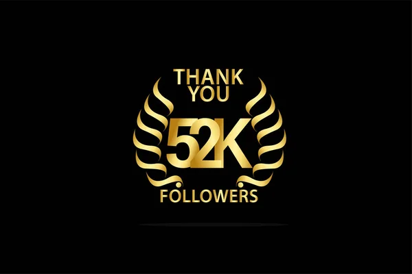 52K 000 Послідовників Thankyou Ювілейний Логотип Святкування Ювілейний Логотип — стоковий вектор