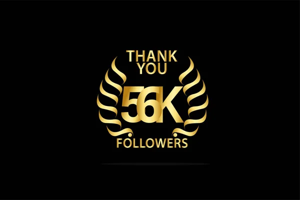 56K 000 Followers Thankyou Anniversary Celebration Logotype Anniversary Logo — Stock Vector