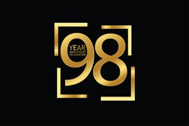 98 years anniversary celebration logotype. anniversary logo  isolated on black background, vector design for celebration, invitation and greeting card  