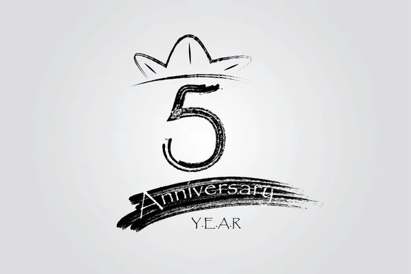 Five Years Anniversary Chalk Ink Style Minimalistic Logo Years Jubilee — Stockvector