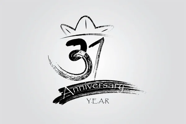 Years Anniversary Chalk Ink Style Minimalistic Logo Years Jubilee Greeting — Archivo Imágenes Vectoriales