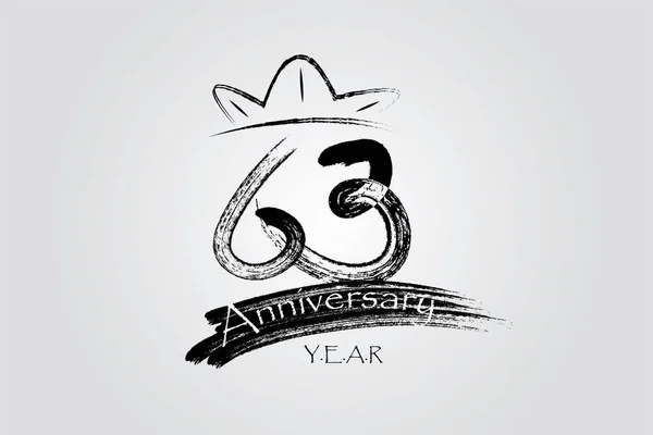 Years Anniversary Chalk Ink Style Minimalistic Logo Years Jubilee Greeting — Stok Vektör