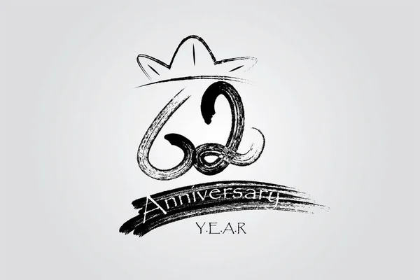 Years Anniversary Chalk Ink Style Minimalistic Logo Years Jubilee Greeting — Image vectorielle