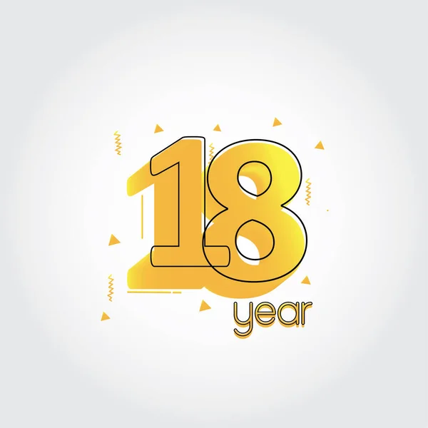 Ans Célébration Anniversaire Jaune Couleurs Comique Design Logotype Logo Anniversaire — Image vectorielle