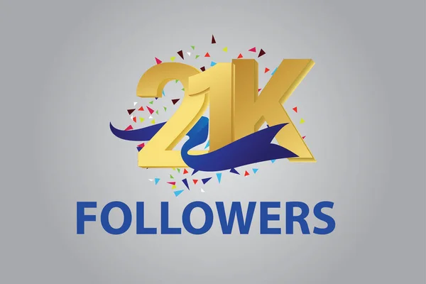 21K 21000 Seguidores Logotipo Celebración Cinta Azul Thankyou Logotipo Aniversario — Vector de stock