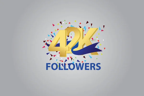 42K 42000 Послідовників Thankyou Синя Стрічка Святкування Логотип Логотип Річниці — стоковий вектор
