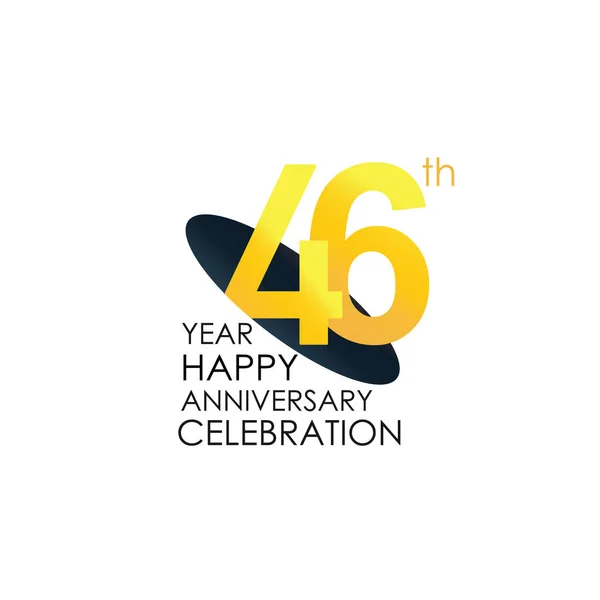 46周年を祝う黄色の色デザインのロゴタイプ ホワイトの背景に隔離された記念日のロゴ ベクトルお祝い 招待カード グリーティングカードの横番号デザイン — ストックベクタ