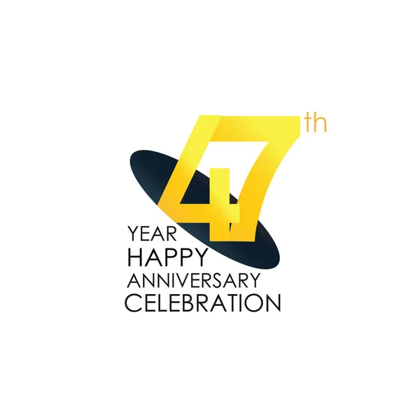 47周年を祝う黄色の色デザインのロゴタイプ ホワイトの背景に隔離された記念日のロゴ ベクトルお祝い 招待カード グリーティングカードの横番号デザイン — ストックベクタ