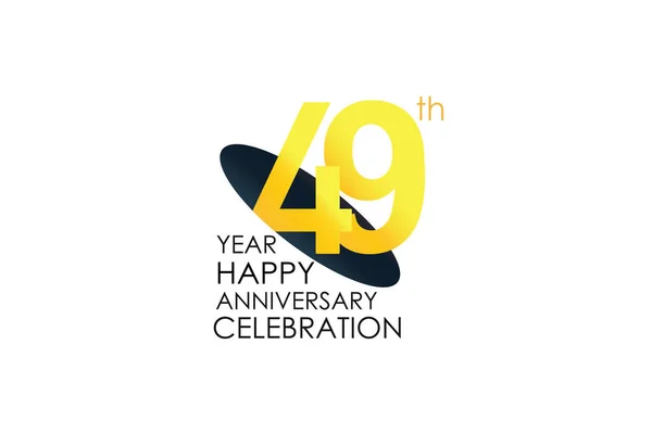 49周年を祝う黄色の色デザインのロゴタイプ ホワイトの背景に隔離された記念日のロゴ ベクトルお祝い 招待カード グリーティングカードの横番号デザイン — ストックベクタ