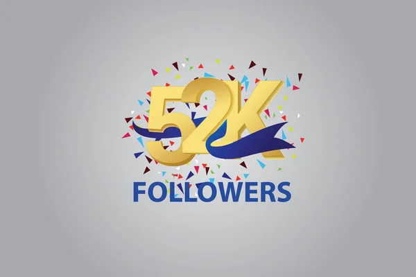 52K 52000 Послідовників Thankyou Синя Стрічка Святкування Логотип Логотип Річниці — стоковий вектор
