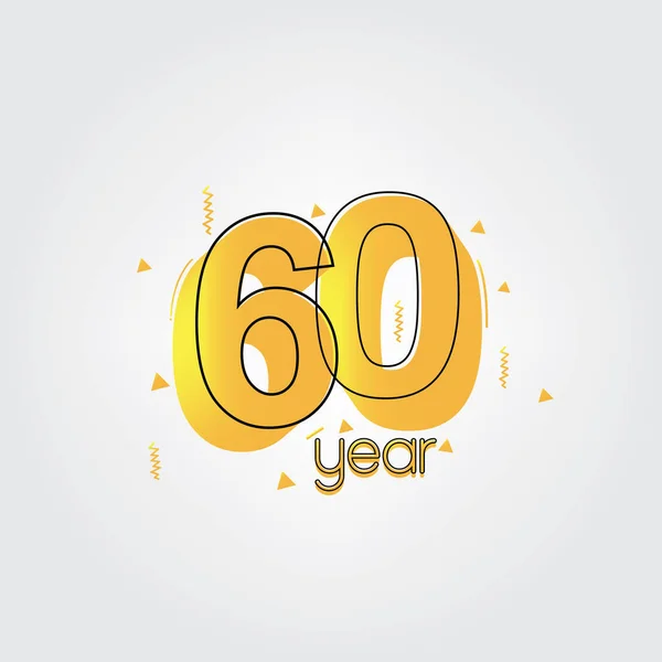 Anos Celebração Aniversário Amarelo Cores Comical Design Logotipo Logotipo Aniversário —  Vetores de Stock