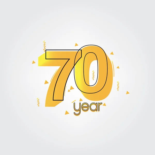 Årsjubileum Yellow Colors Comical Design Logotyp Jubileumslogo Isolerad Vit Bakgrund — Stock vektor
