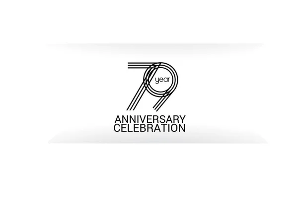 79周年庆祝黑线 标志类型 独立于白色背景的周年标志 用于庆祝 请柬和贺卡的矢量水平数字设计 — 图库矢量图片