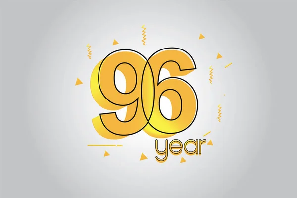 96周年庆祝黄色色彩设计标志 独立于白色背景的周年标志 用于庆祝 请柬和贺卡的矢量水平数字设计 — 图库矢量图片