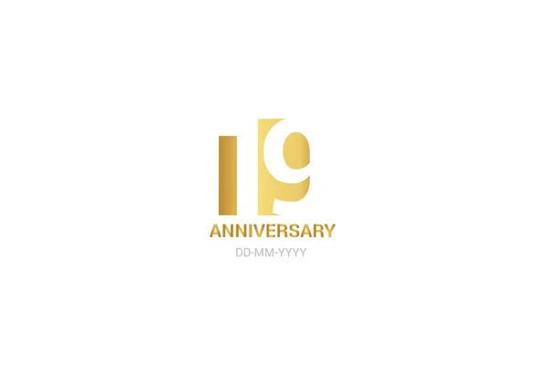 Årsjubileum Minimalistisk Logotyp Tionde Jubileum Gratulationskort Födelsedagsinbjudan Årtal Guld Utrymme — Stock vektor